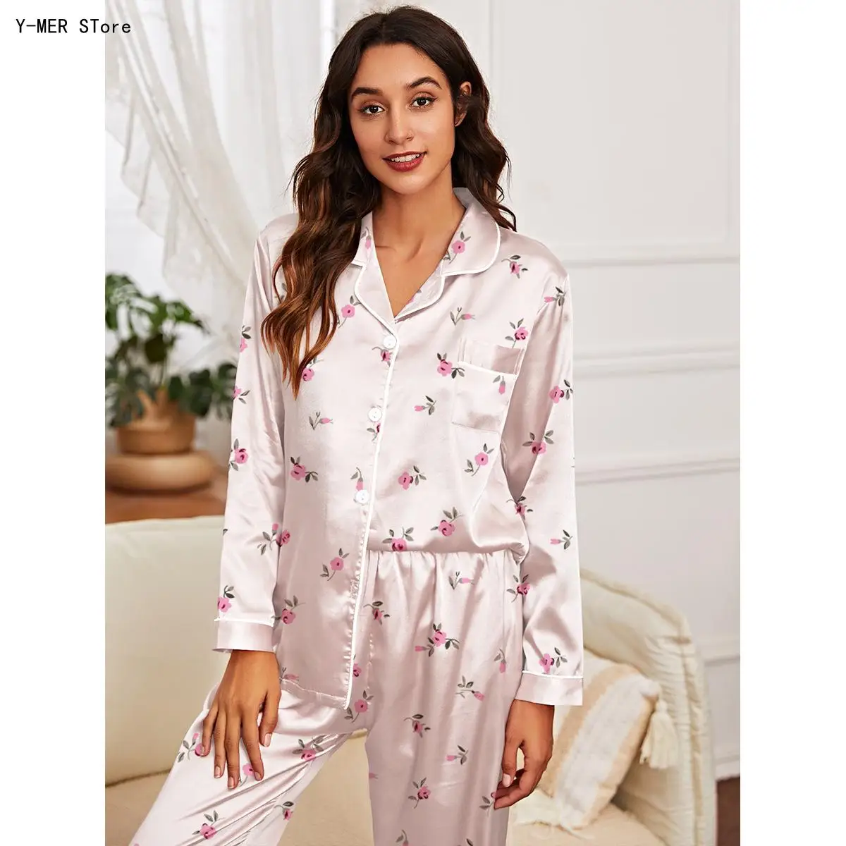 2026 European American Women Open Front Cardigan Pajama Set Autumn Winter Long Sleeve Long Pants Casual Loungewear