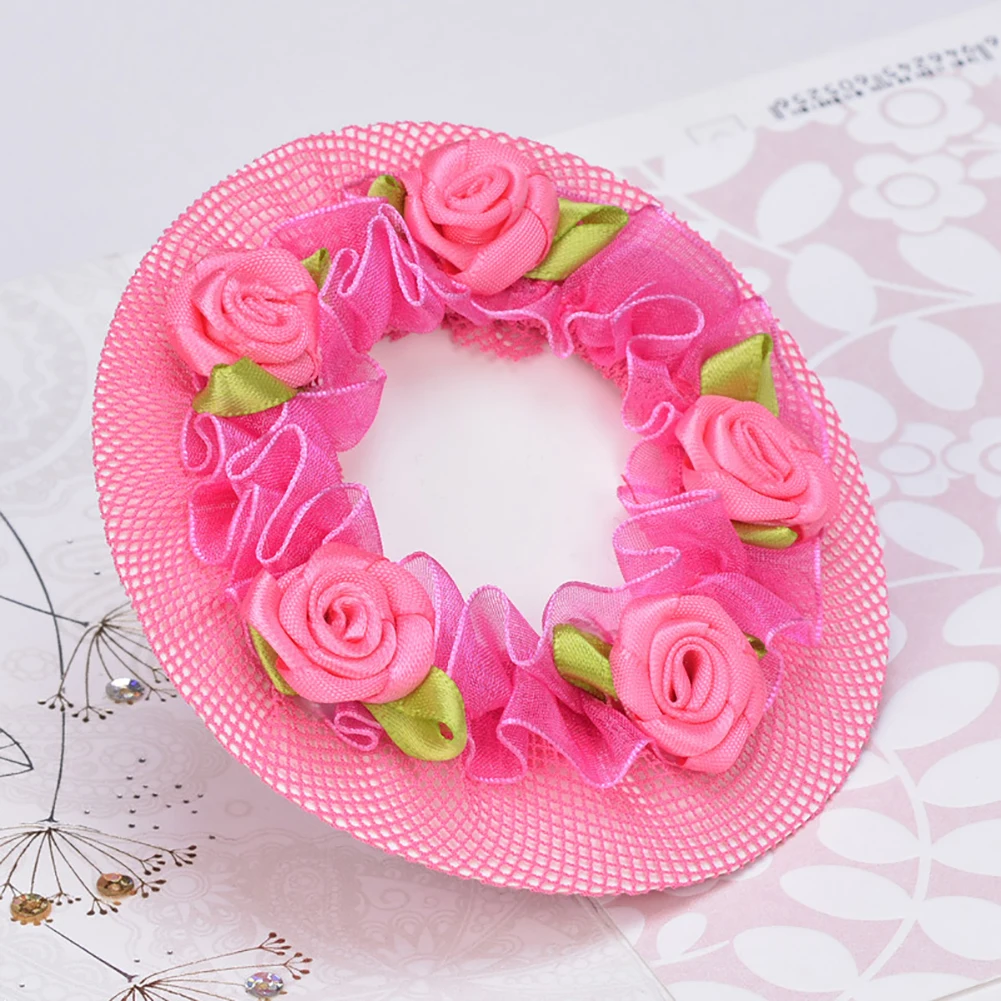 فتاة النساء كعكة غطاء سنود الشعر صافي شبكات الشعر اللاتينية الباليه الرقص الكروشيه سنودز الملحقات مع زهرة #5