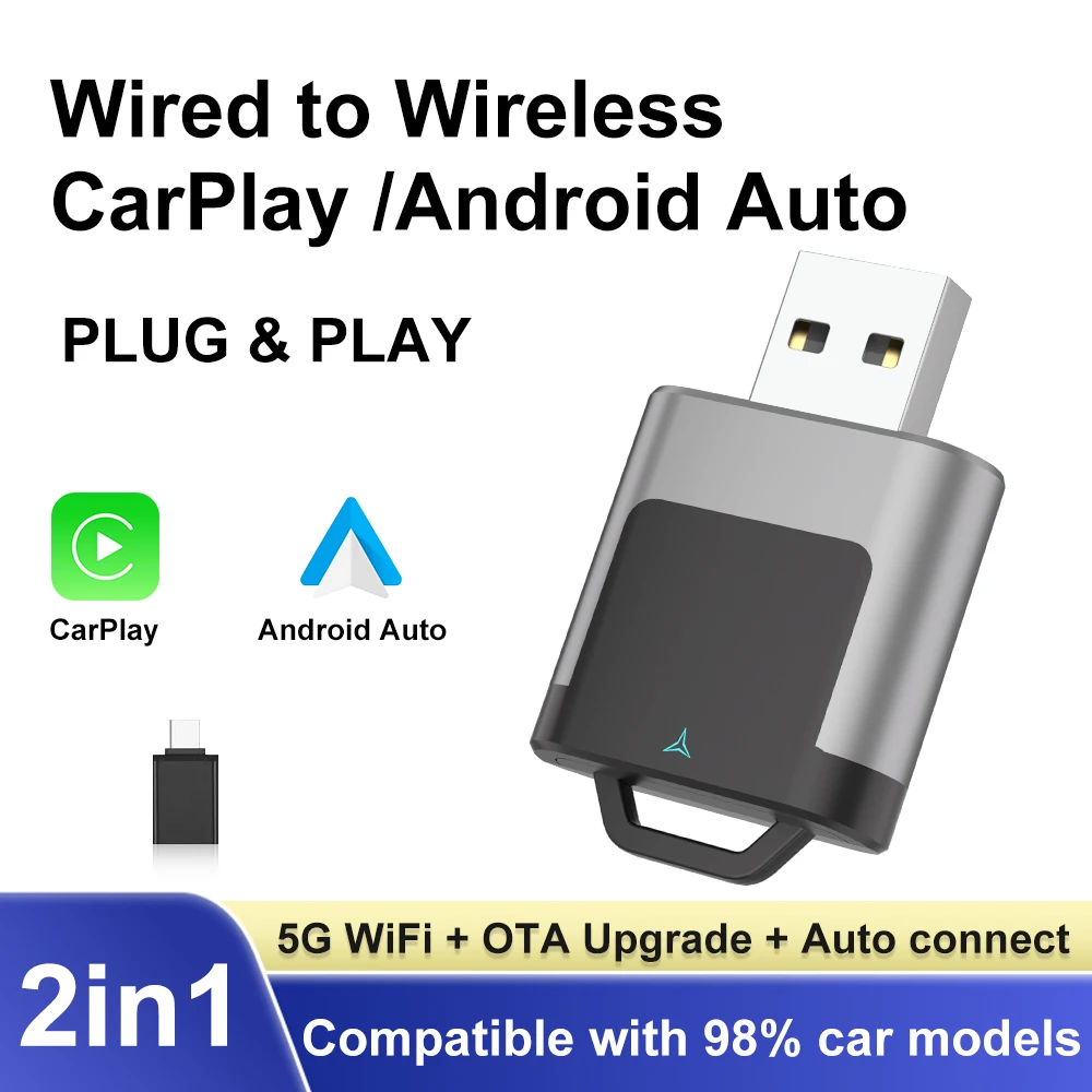 FLIXIVI Drahtlose CarPlay Android Auto Wireless Adapter 2IN1 Smart Mini Box Plug Und Play WiFi Schnelle Verbindung Universal Für Nissan