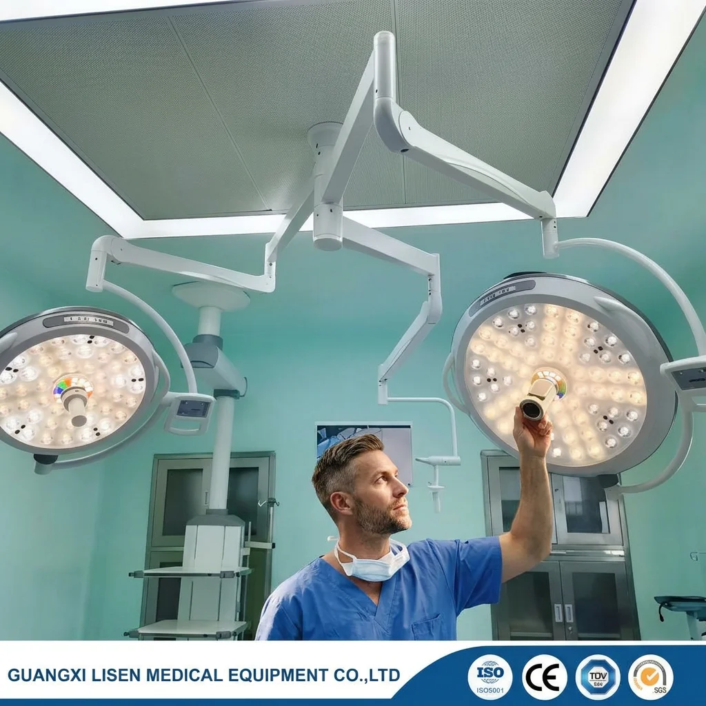 Electric Power Source Operating Room Ceiling Medical Light Surgical Shadowless Lamp LED Adjustable Bracket 40000-180000lux