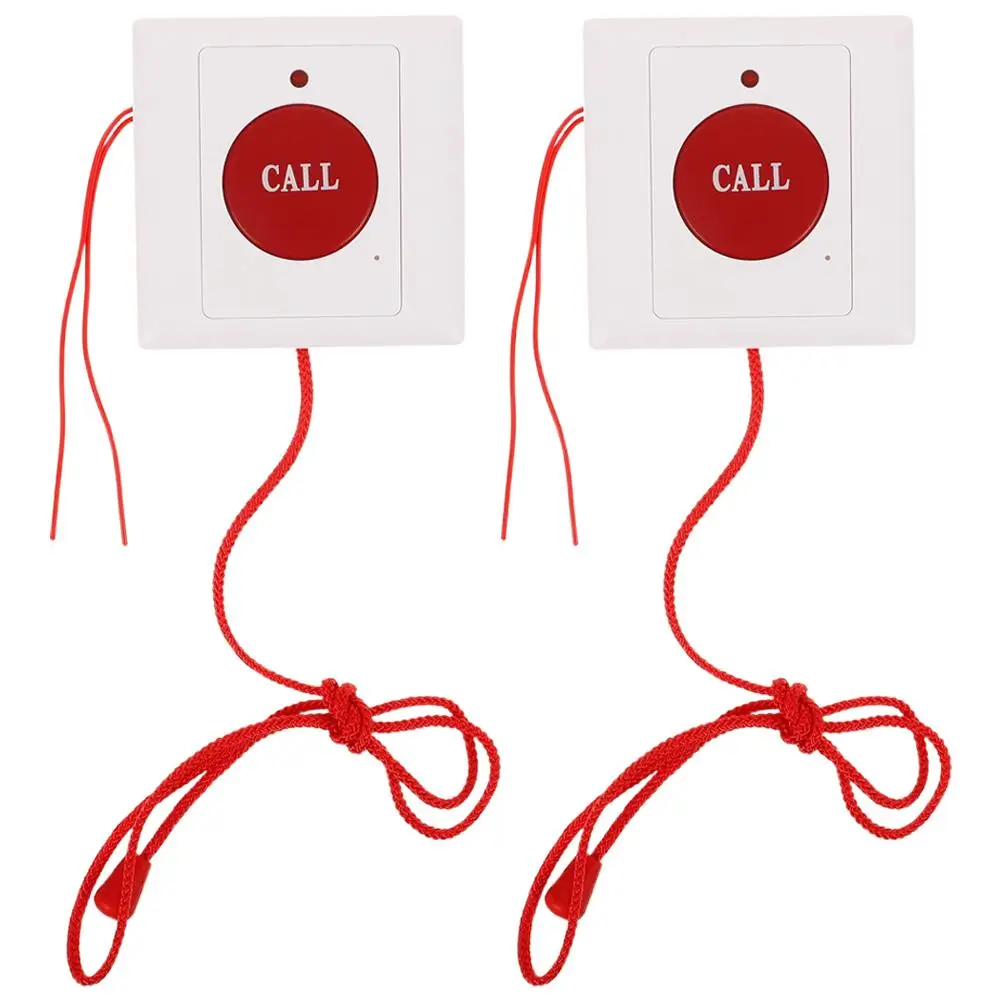 

2pcs Wall Button for Elderly Emergency Pull Cord Wireless Call Button Emergency Call Alarm System White