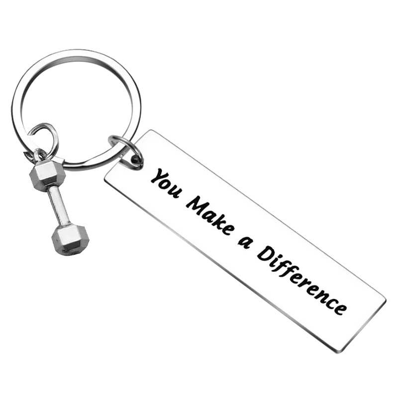 Hot Fitness Trainer Thank You Gift Keychain You Make a Difference Key Rings Workout Jewelry Gift for Fitness Instructor