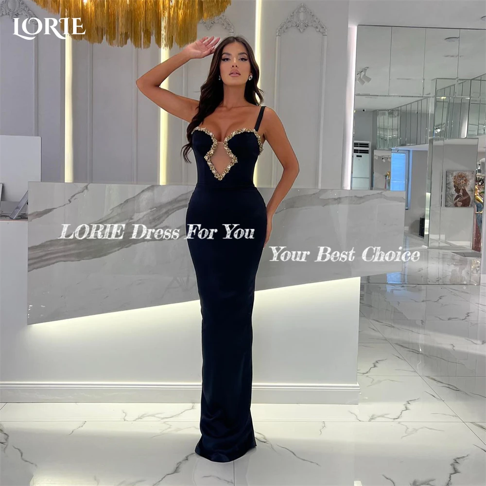 LORIE Elegant Bodycon Crystals Evening Dresses Spaghetti Straps Mermaid Floor Length Prom Dress Bridesmaid Occasional Party Gown