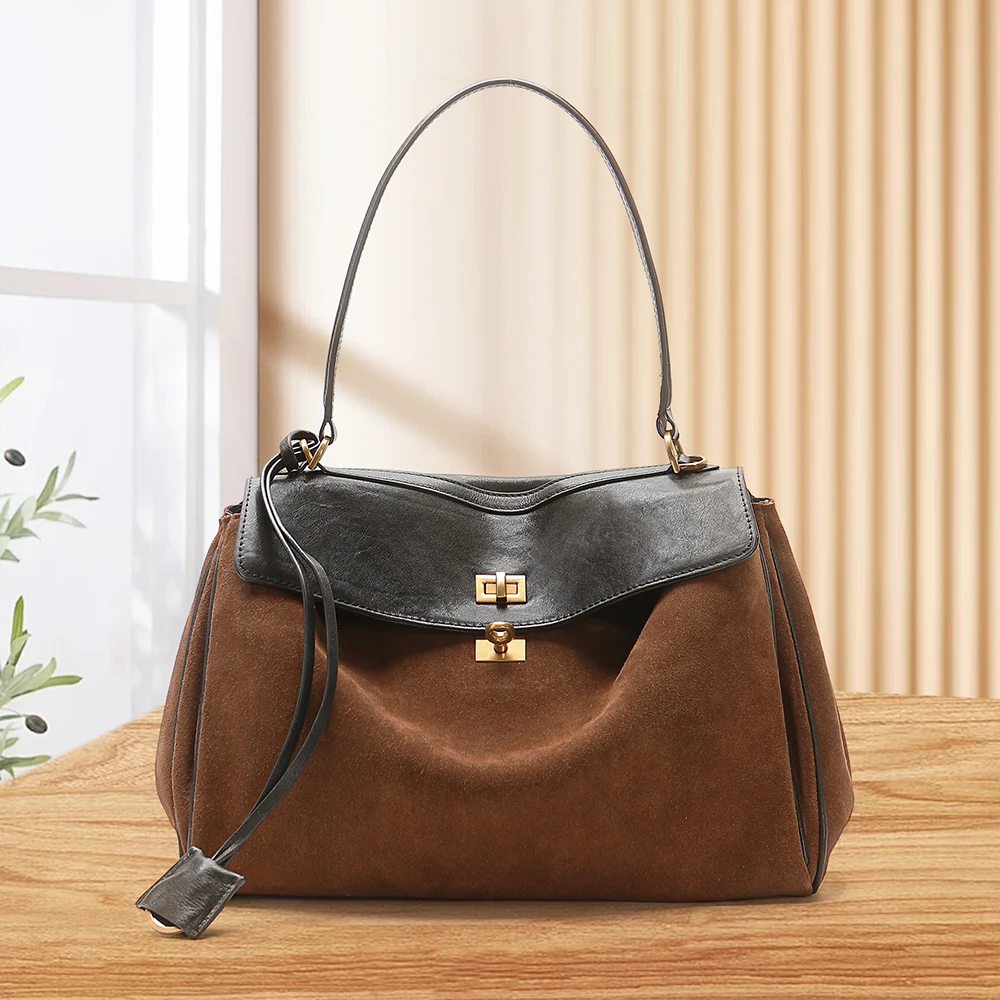 

New leather high-end women's casual tote bag with large capacity retro versatile underarm shoulder crossbody bag