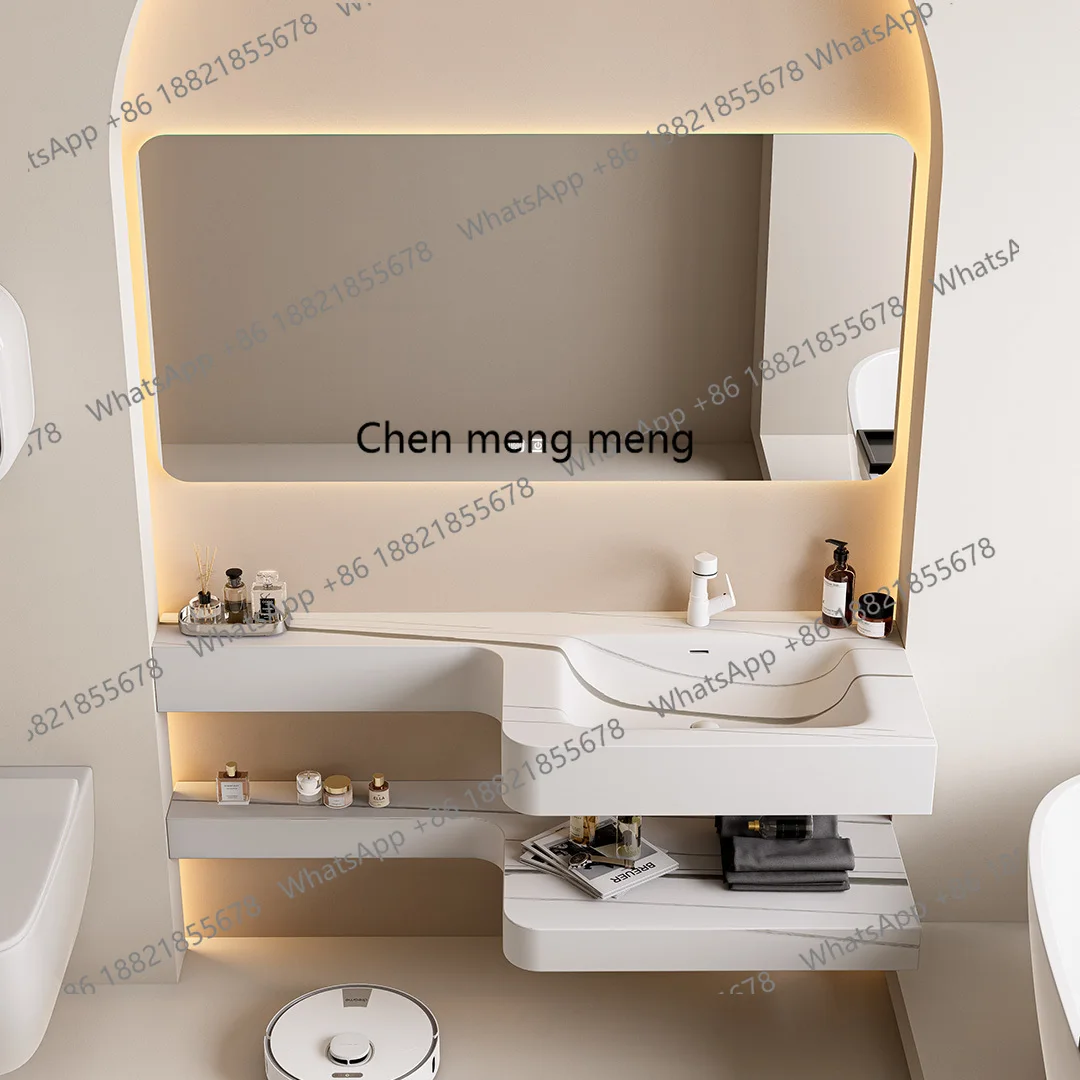 

Cloud Double Layer Corian Integrated Basin Bathroom Cabinet Combined Toilet Wash Sink