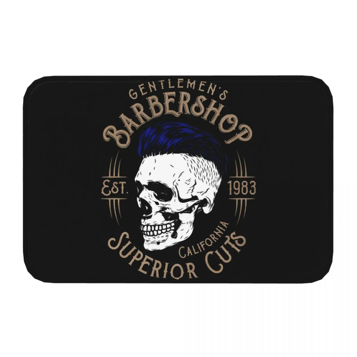 Gentlemen Barbershop Skull Non-slip Doormat Superior Cuts 1983 Living Room Bedroom Mat Prayer Carpet Home Modern Decor