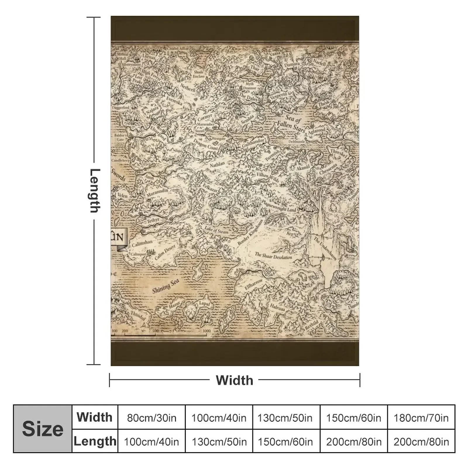 Annotated Map Of Faerun Throw Blanket Fashion Sofas Furrys Summer Beddings Hairys Blankets