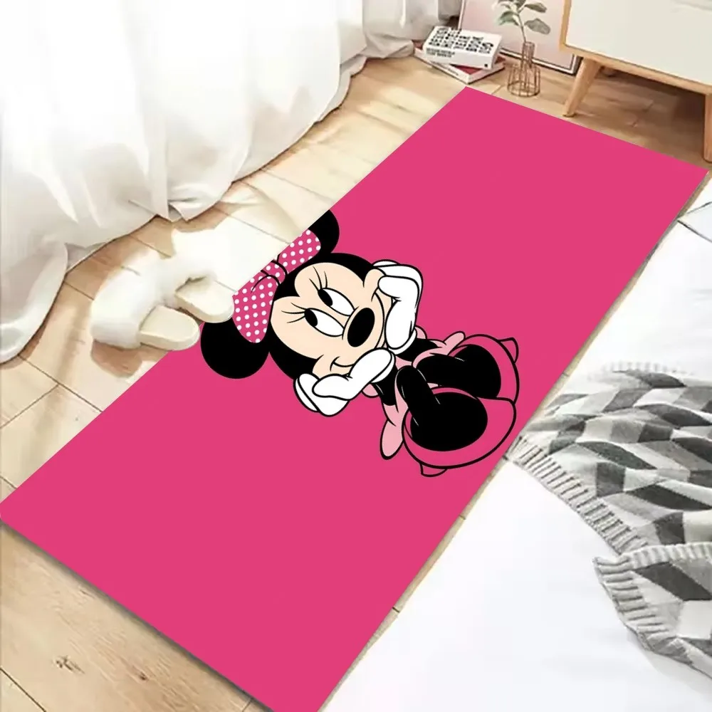 MINISO Disney M-Minnie Mouse Floor Mat Graphic Printed Flannel Doormats For Bathroom Kitchen Entrance Carpet Home Decor