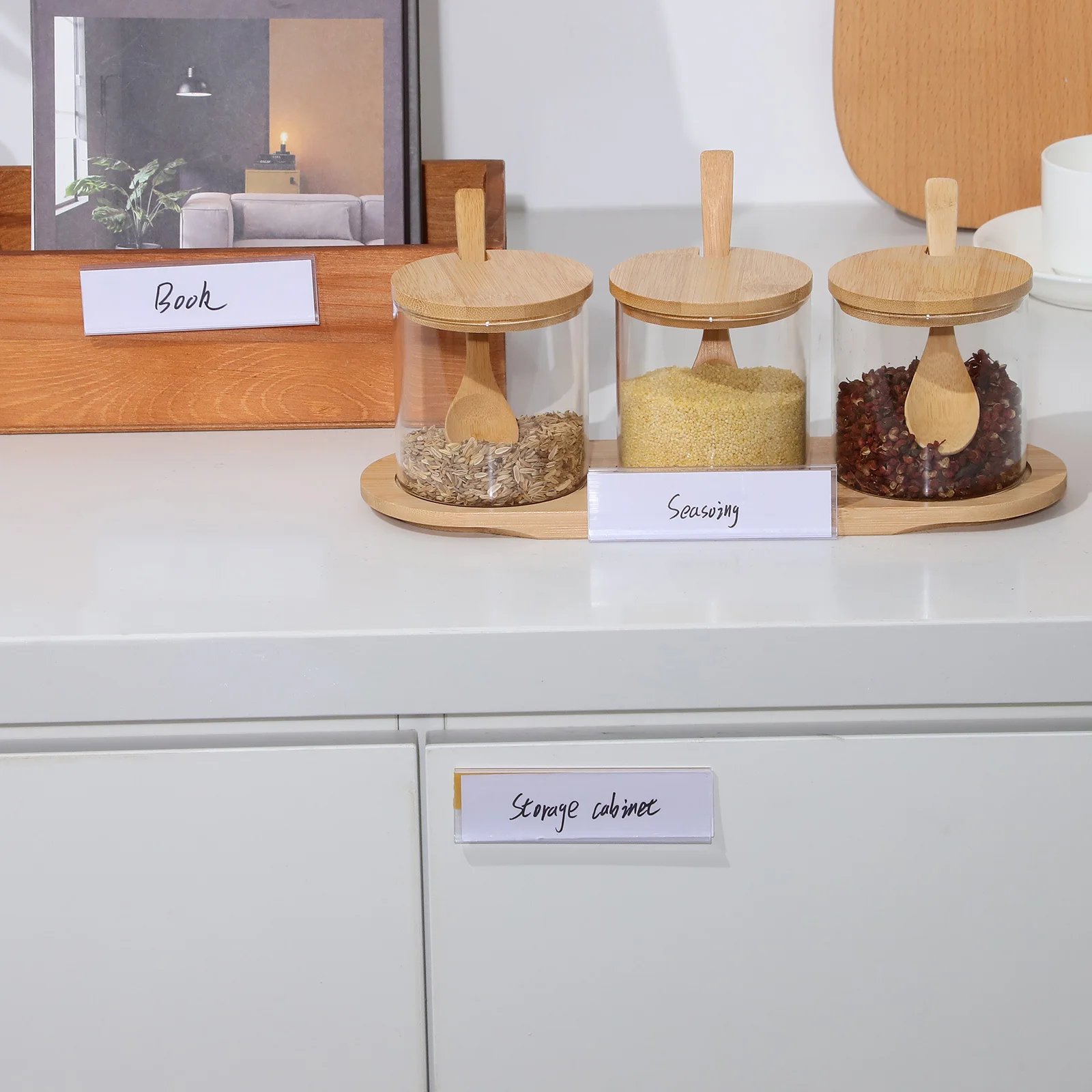 

100 шт. самоклеящихся прозрачных этикеток из ПВХ для ящиков, полок, корзин, органайзеров для хранения, маркировки, проволочных стеллажей