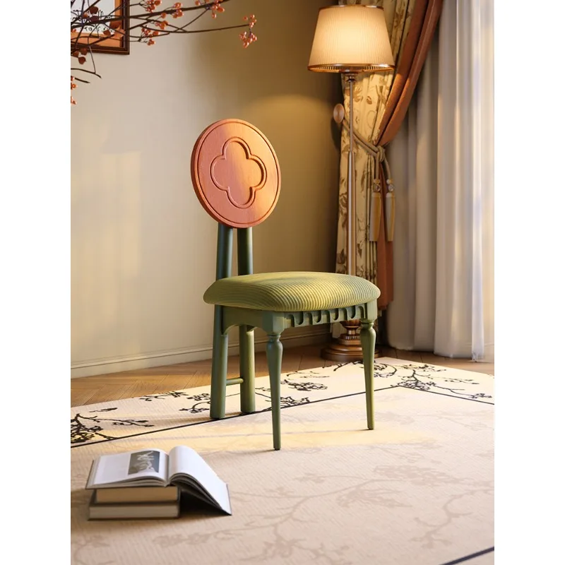 

Solid wood dining chair French antique dining chair small apartment restaurant