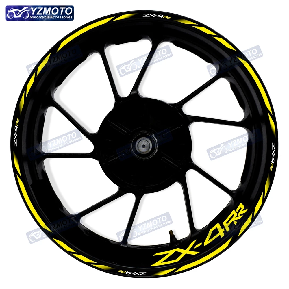 Naklejki na koła motocyklowe ZX-4RR ZX4RR ZX 4RR, 17 cali, na przednie i tylne koła, naklejki na piasty, zmodyfikowane, dekoracyjne, odblaskowe naklejki na obręcze.