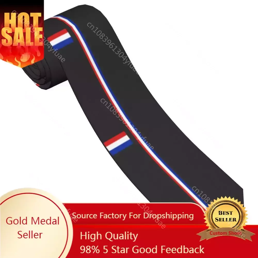 Krawatte mit Holland-Flagge, für Herren und Damen, Polyester, 8 cm, Niederlande, niederländische Krawatten für Herren, Seide, schmales Hemd, Accessoires, Geschenk