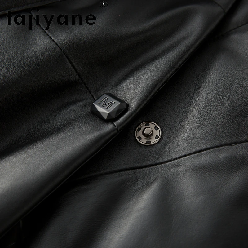 TAJIYANE سترة منتفخة من الجلد الحقيقي للنساء 100% معاطف سوداء طويلة من جلد الغنم مع ياقة من فرو الثعلب ملابس شتوية 2025 doblianка #5