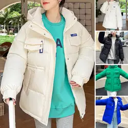 Chaqueta acolchada de plumas para mujer, Parkas gruesas y cálidas largas de invierno, Chaqueta de algodón para mujer, chaqueta de pan holgada coreana 2023