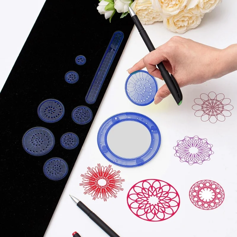 3D Spiral Gear Geometric Ruler Circular Template Puzzle Magic Multi Functional Ruler Set Stationery Student Education Gift - view 4