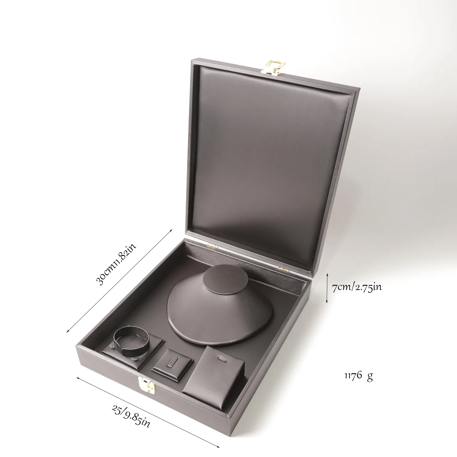 Luxury PU Leather Jewelry Set Box With Metal Lock Necklace Earrings Bracelet Gift Packaging Case For Wedding Proposal