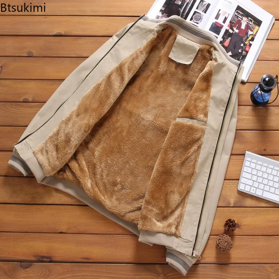 Plus Size 4XL 5XL Autumn Winter Men's Bomber Jackets Casual Male Outwear Fleece Thick Warm Windbreaker Jacket Mens Warm Coats