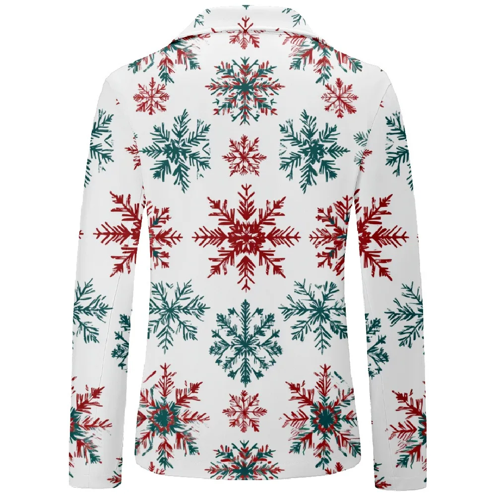 Mens Snowflake Print Christmas Blazer One Button Vintage Casual Coat Holiday Party Jacket Slim Fit Blazers Outfit Dropshipping
