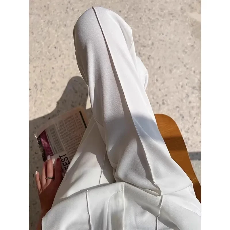 New Women's Summer Pants Solid Casual Loose High Waisted Wide Leg Pants Women Street Fashion White Trousers Elegant Pants Female