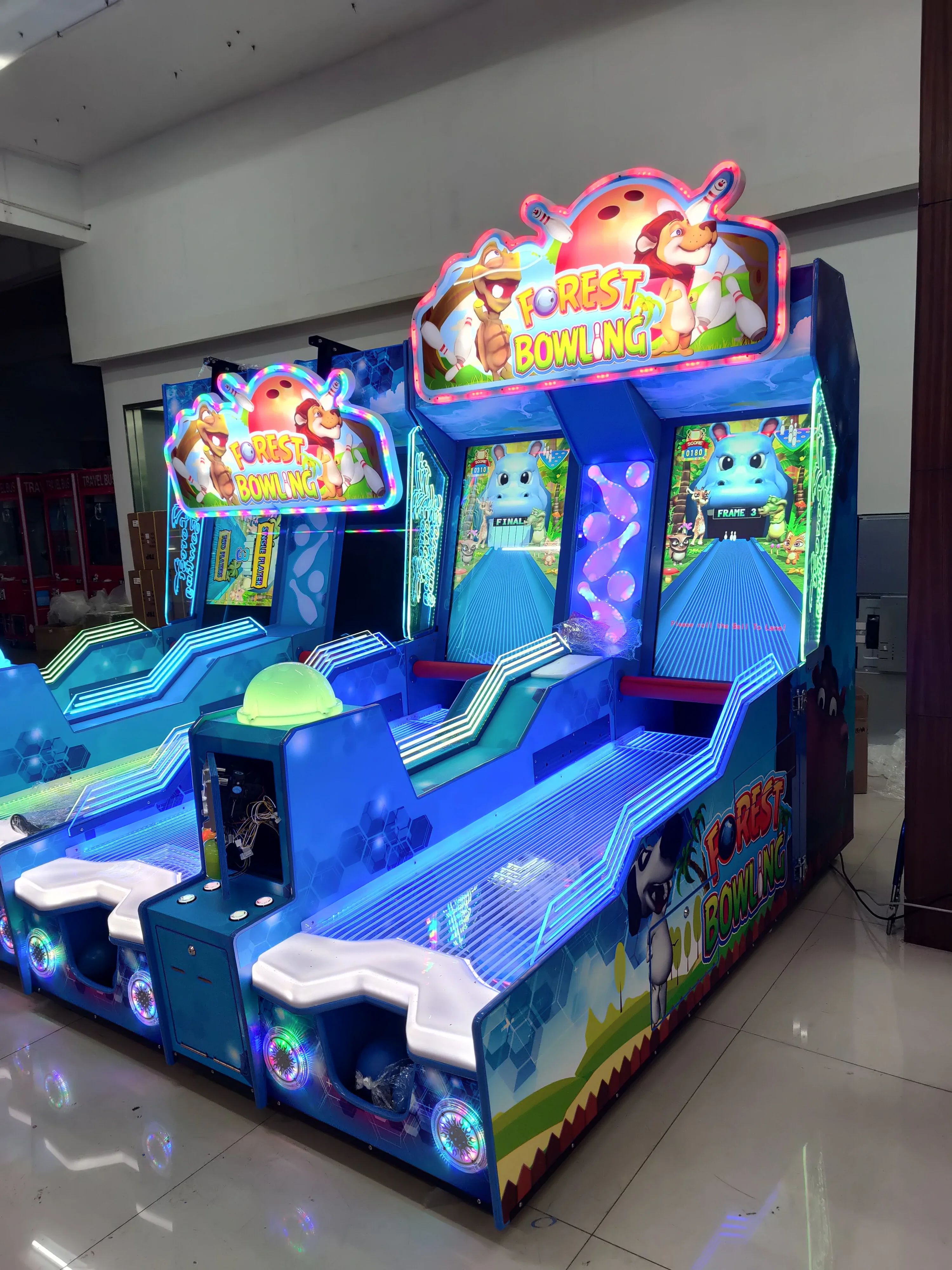 Machine d'amusement de jeu de bowling en bois et en métal pour adultes et enfants, double position, savoir chaud, forêt