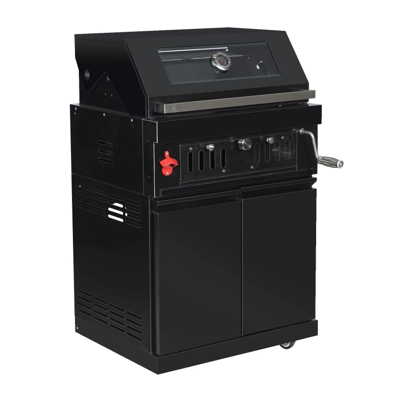 Outdoor Kitchen Charcoal Grill Cabinet Stainless Steel 304 Black Titanium Trolley Charcoal-Fueled Outdoor Barbecue Grill