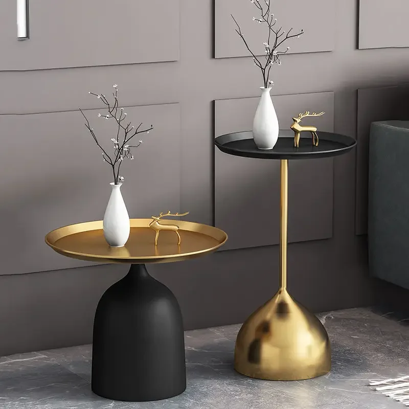 Mesa auxiliar de hierro y Metal, mesa de centro redonda pequeña, mesa auxiliar para sofá, Muebles de sala de estar