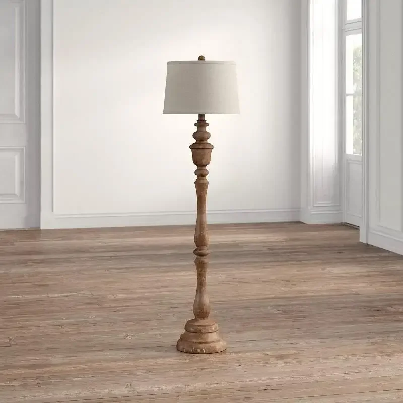 

French solid wood floor lamp atmospheric living room bedroom bedside lamp American retro villa study hall decorative lamp