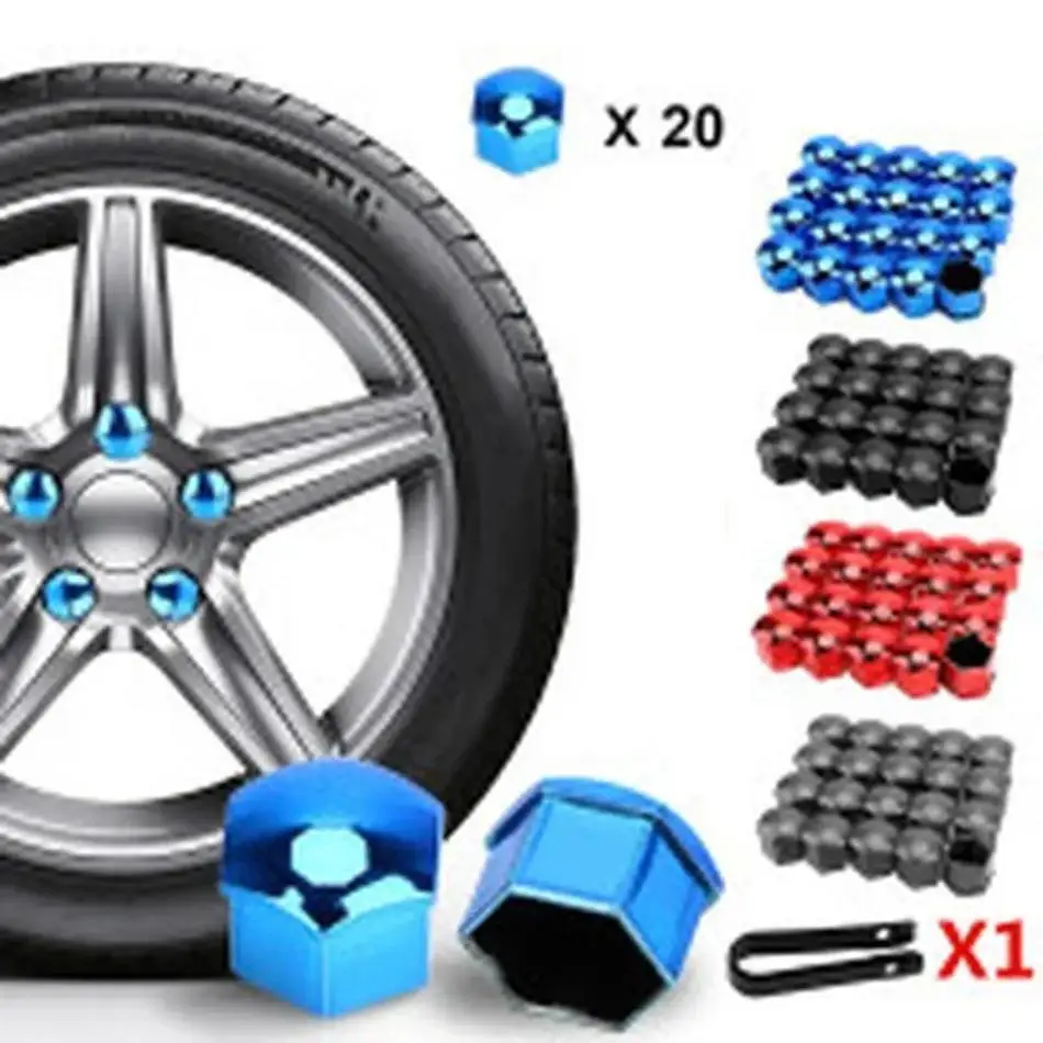 20Pcs 17mm Car Wheel Nut Caps Anti-Rust Dustproof Hub Screw Covers Auto Rim Exterior Protection Accessories