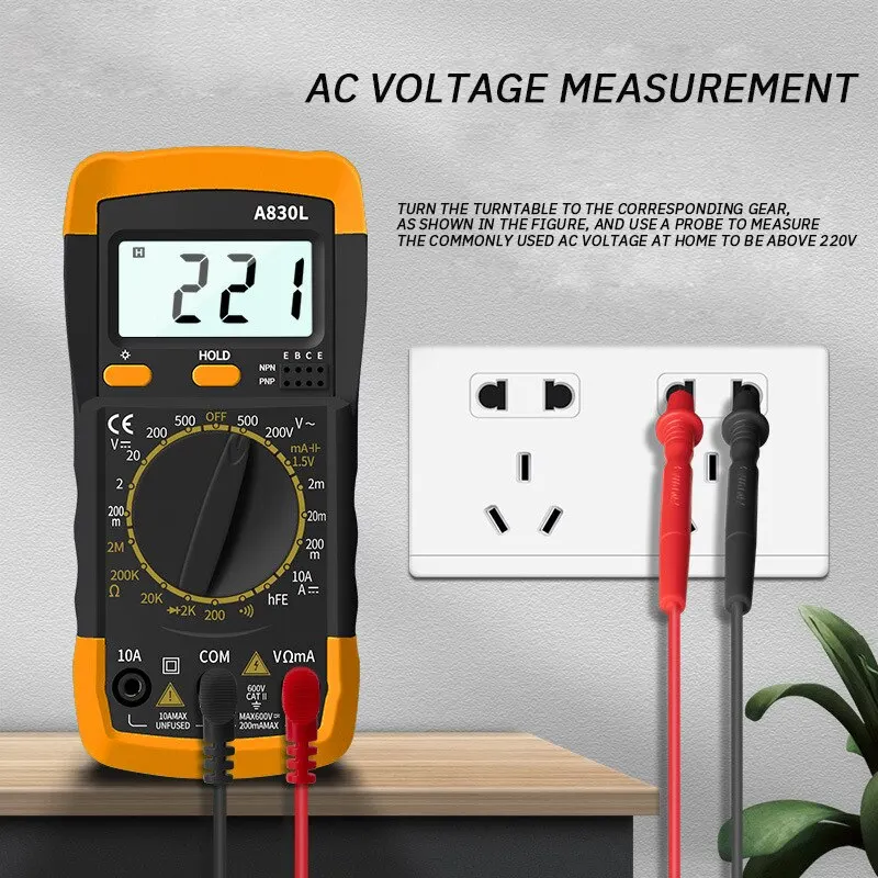 A830L Multimeter Handheld High Precision Multifunction Portable Digital Multimeter Ammeter Voltmeter Measuring Table Combination