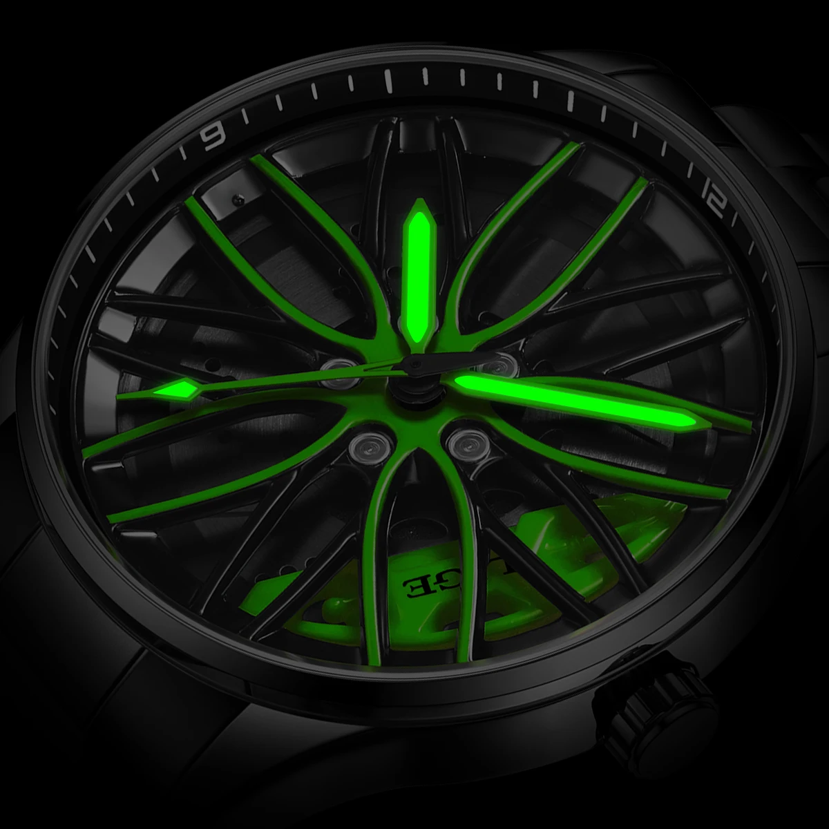 ساعات LIGE للسيارات للرجال مقاومة للماء من الفولاذ المقاوم للصدأ كوارتز ساعة يد رياضية للرجال مع تصميم محور عجلة السيارة