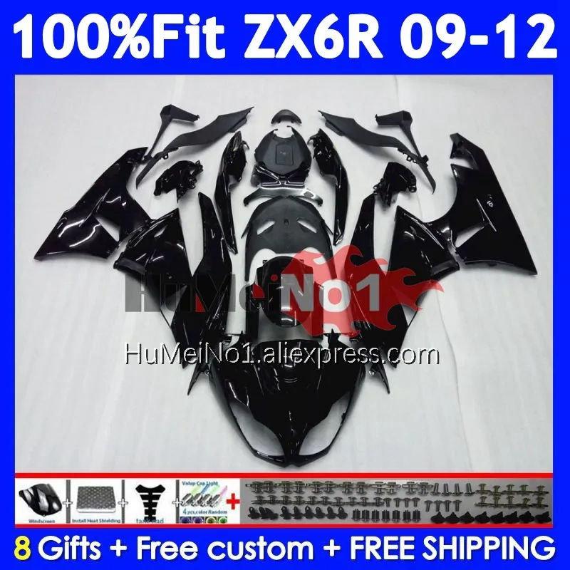 OEM Kit For KAWASAKI NINJA Gloss black ZX636 ZX 6R 636 ZX600 208No.109 ZX-6R ZX6R 09 10 11 12 ZX-636 2009 2010 2011 2012 Fairing