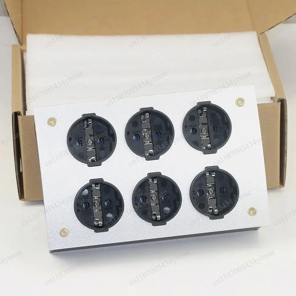 Aluminum Alloy 6 Port Audio Grade Power Socket Noise Filtering Mute Design HiFi System Power Extension Socket