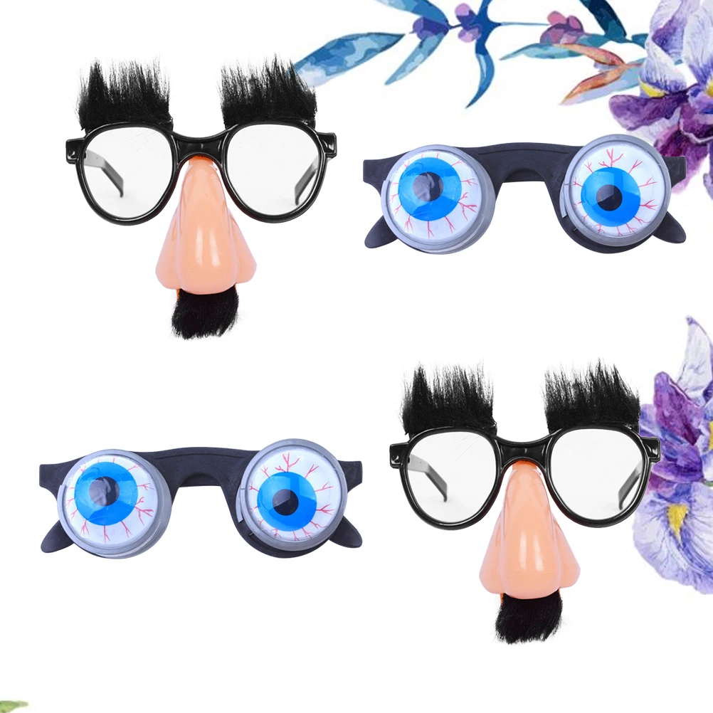 4 Pcs 큰 코 안경 봄 안경 할로윈 파티 액세서리 경량 내구성 의상 장난 축제 코스프레 키즈 DIY