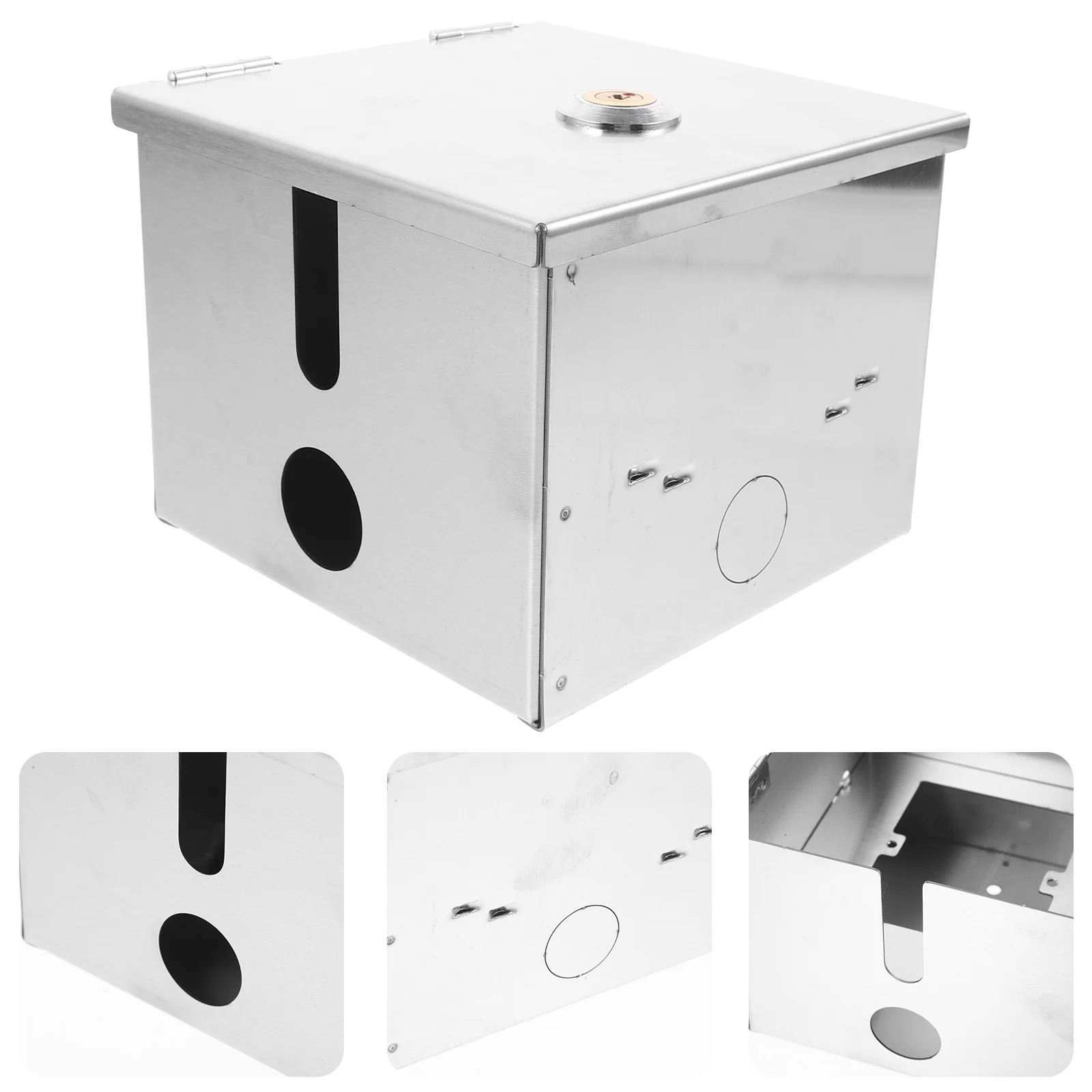 Stainless Steel Outlet Box Metal Socket Box Anti-theft Outlet Box Protective Socket Box with Lock