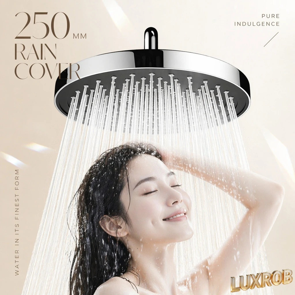 High Pressure Rainfall Shower Head 25CM 9.84Inch Pressurized Ceiling Mount ABS Thickened Super Large Flow Top Spray