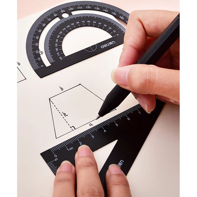 Juego de reglas de Metal de 4 piezas, plantilla de dibujo multifunción, Regla de medición geométrica, regla de dibujo para enseñanza, regalo para