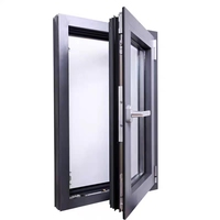 Insulated aluminum dual pane glass window casement window tilt and turn swing opening windows french window with fly screen