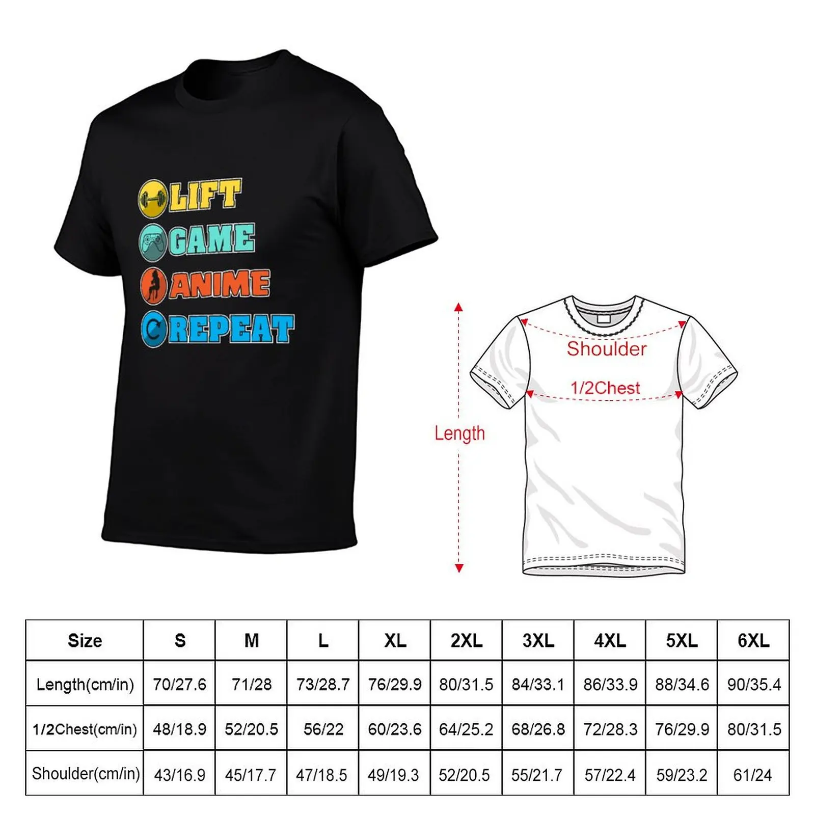 Lift Anime Game Repeat T-Shirt Retro Graphic Print T-Shirt
