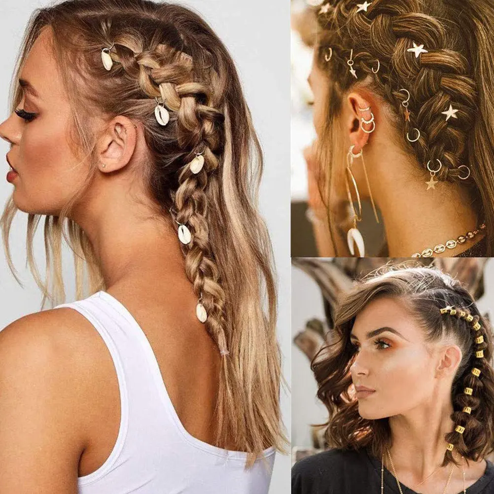 

159Pcs Dreadlock Accessories Hairpins Decorative Beads Charms Cuffs Fashion Jewelry Rings Braiding Clips Dreadlock Beads