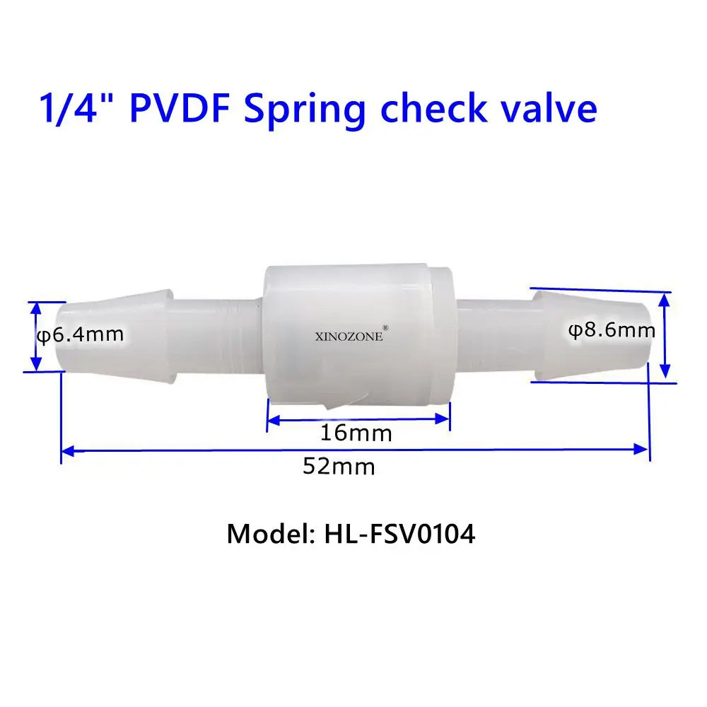 PVDF-válvula de retención de resorte de 1/8 \