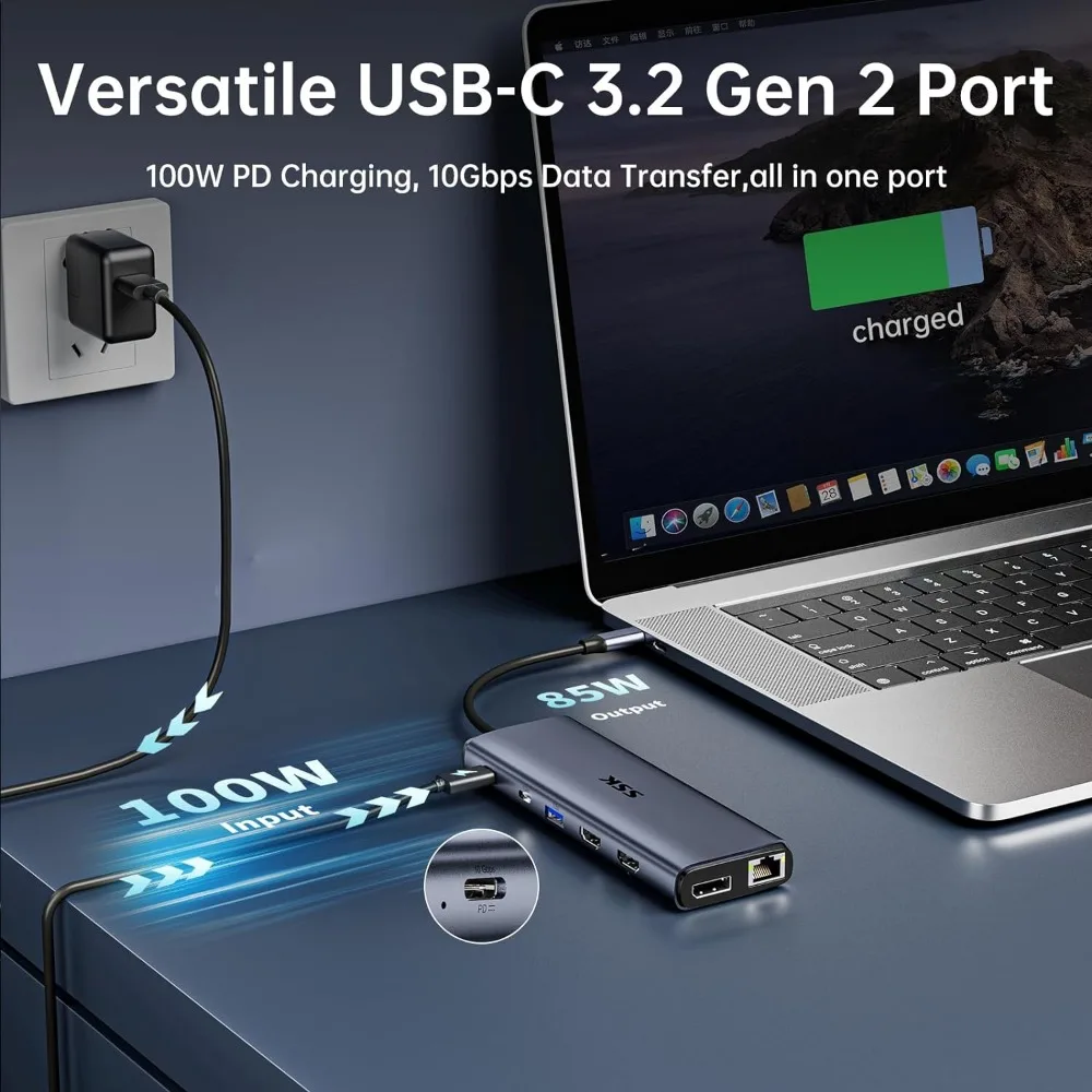 Imagem -03 - Usb tipo c para 4k Docking Station Ssk Hub Compatível com Hdmi dp Rj45 35 mm Jack sd tf Adaptador Usb 3.0 Macbook Laptop