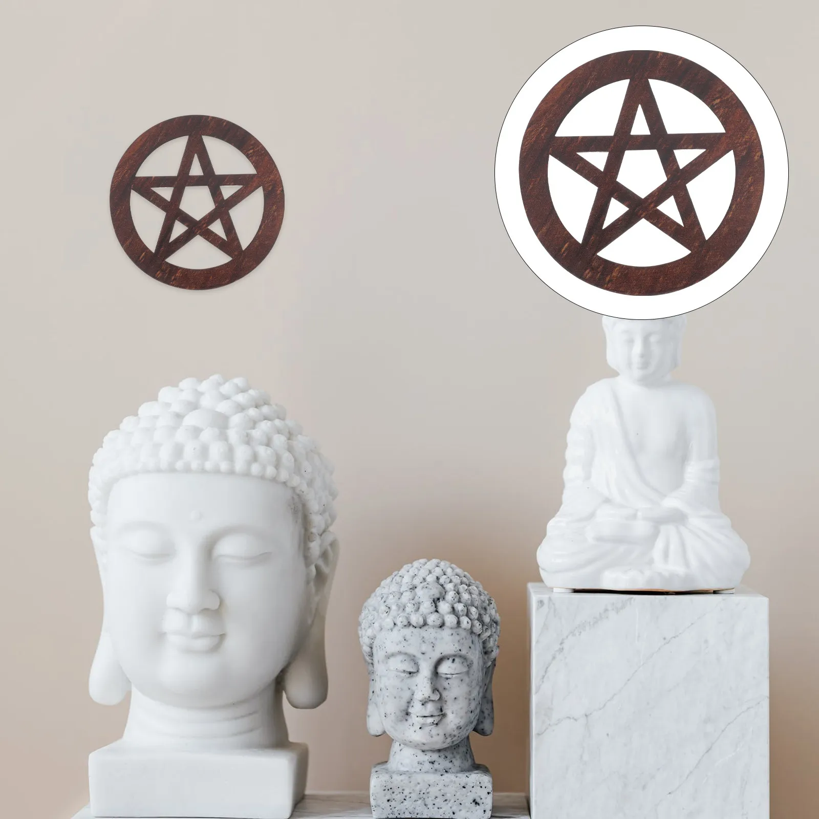 

Premium Wooden Pentagram Altar Tile Carved Natural Wood Home Decor Item for Altar Setup Yoga Meditation Purify Mind Stabilize
