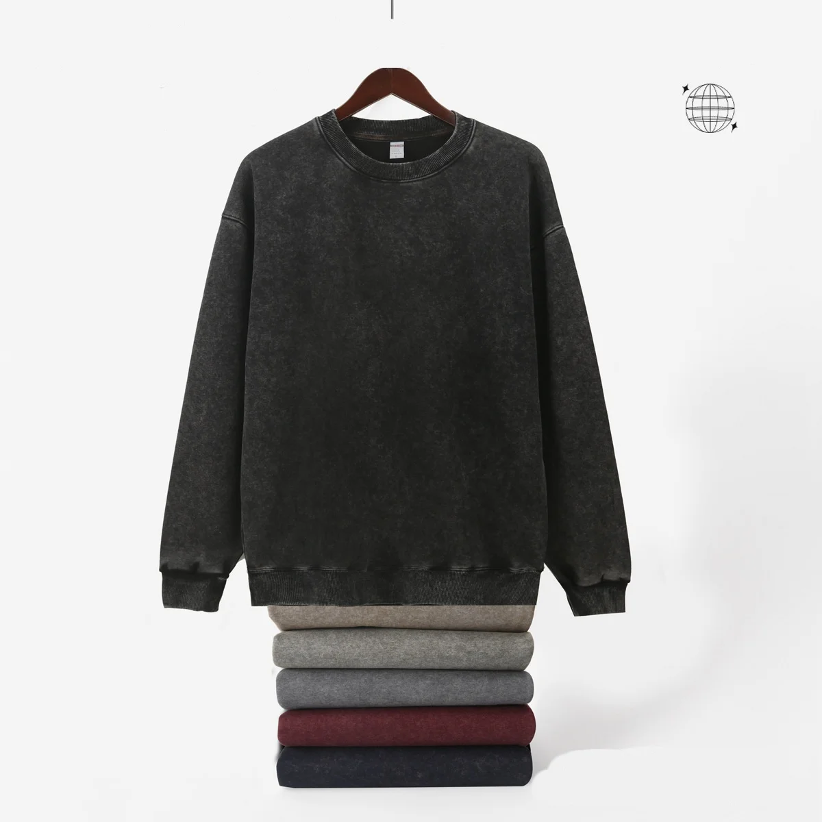 Frau Männer Solide Gewaschen Sweatshirt Baumwolle Säure Waschen Hoodies Herbst Warme Crewneck Pullover Mode Vintage Oversize Weibliche Kleidung