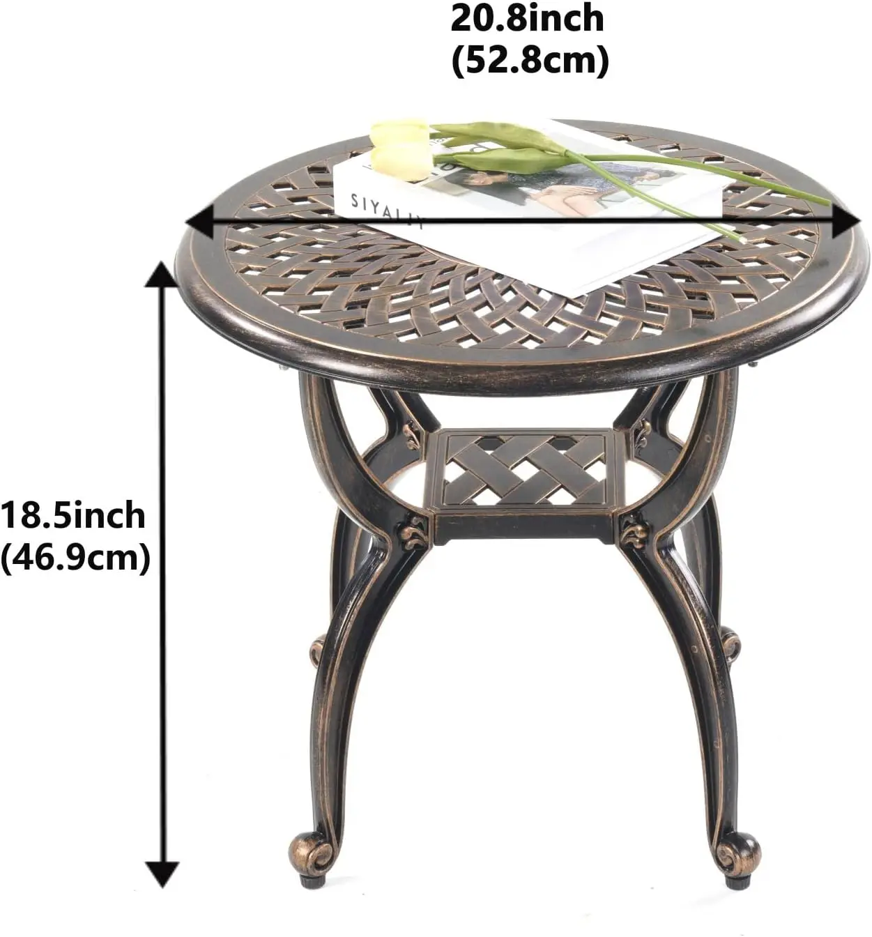 Outdoor Patio,Rust -Resistant Cast Aluminum Side Table,Weather Resistant End Table，Coffee Table， Perfect for Patio, Backyard