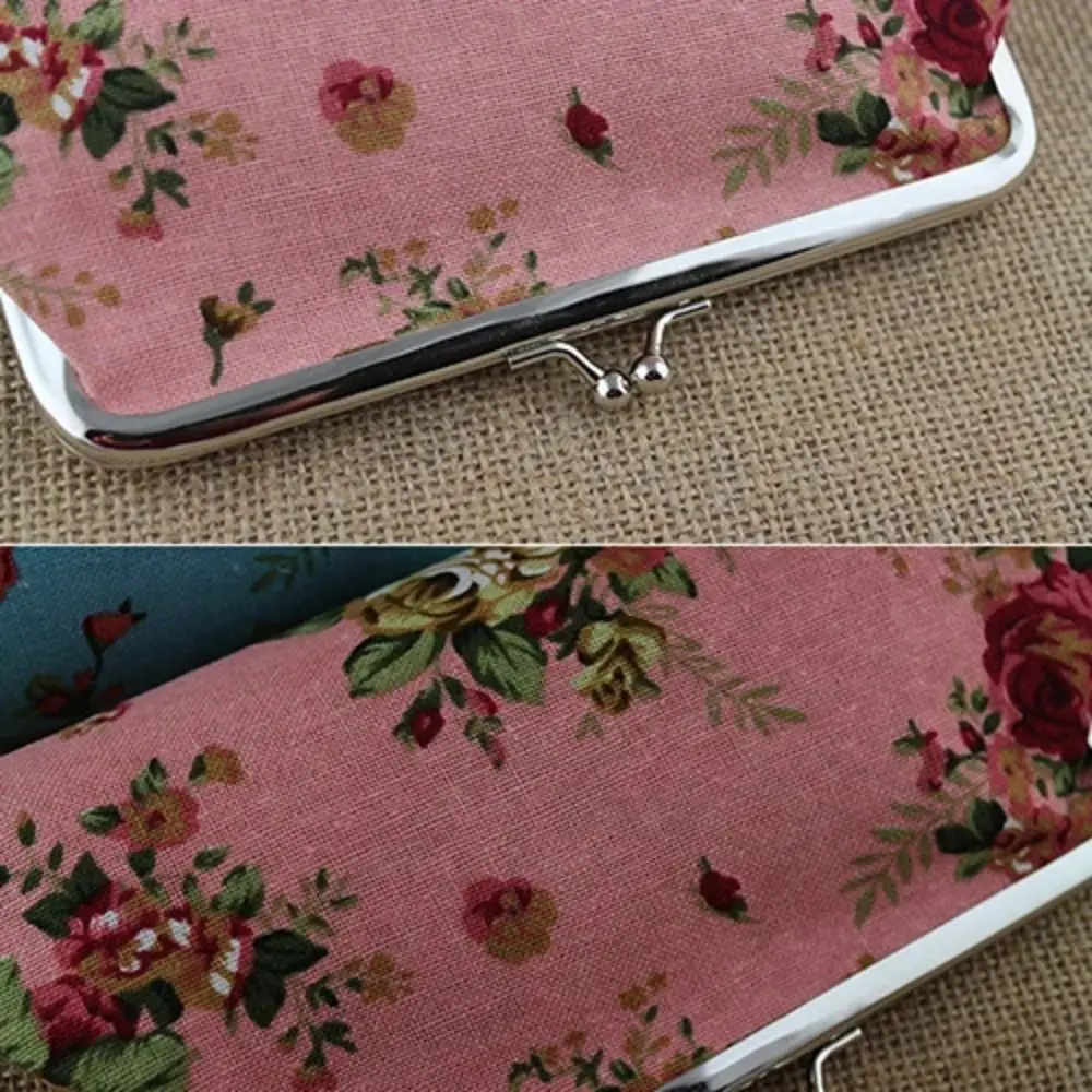 الإبداعية الرجعية طويلة قبلة قفل المحفظة الأزهار حامل بطاقة الائتمان محفظة نسائية للعملات المعدنية خمر زهرة محفظة صغيرة المال حقيبة صغيرة في الهواء الطلق #1