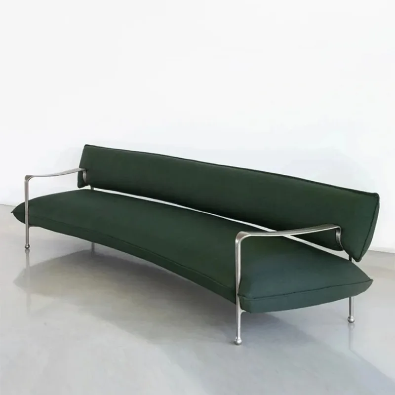 Light luxury sofa, sales office, hotel lobby, stainless steel metal curved sofa