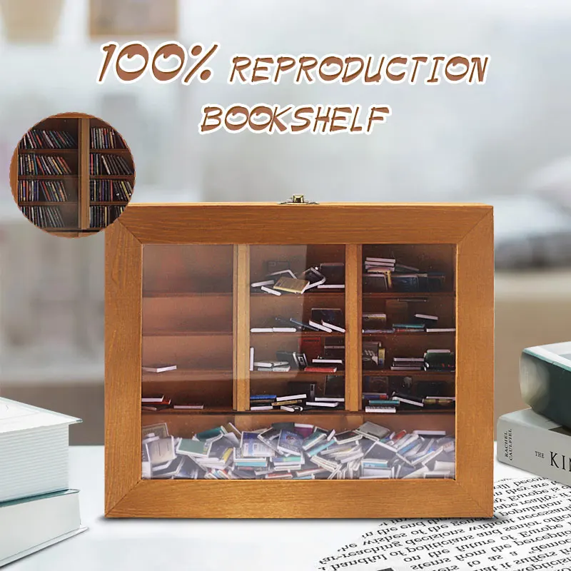 Tiny Library Anti-Anxiety Bookshelf Wooden Bookshelf Display Cabinet  Shaking Stress Reliever Bookshelf Birthday Book Lover Gift