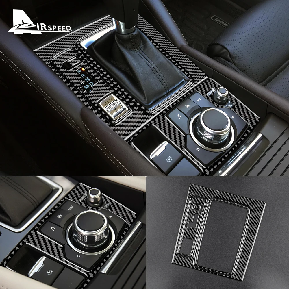 

Настоящее углеродное волокно, автомобильная панель переключения передач, акцентная наклейка для Mazda 6, автоматическая коробка передач 2016 2017, аксессуары для отделки