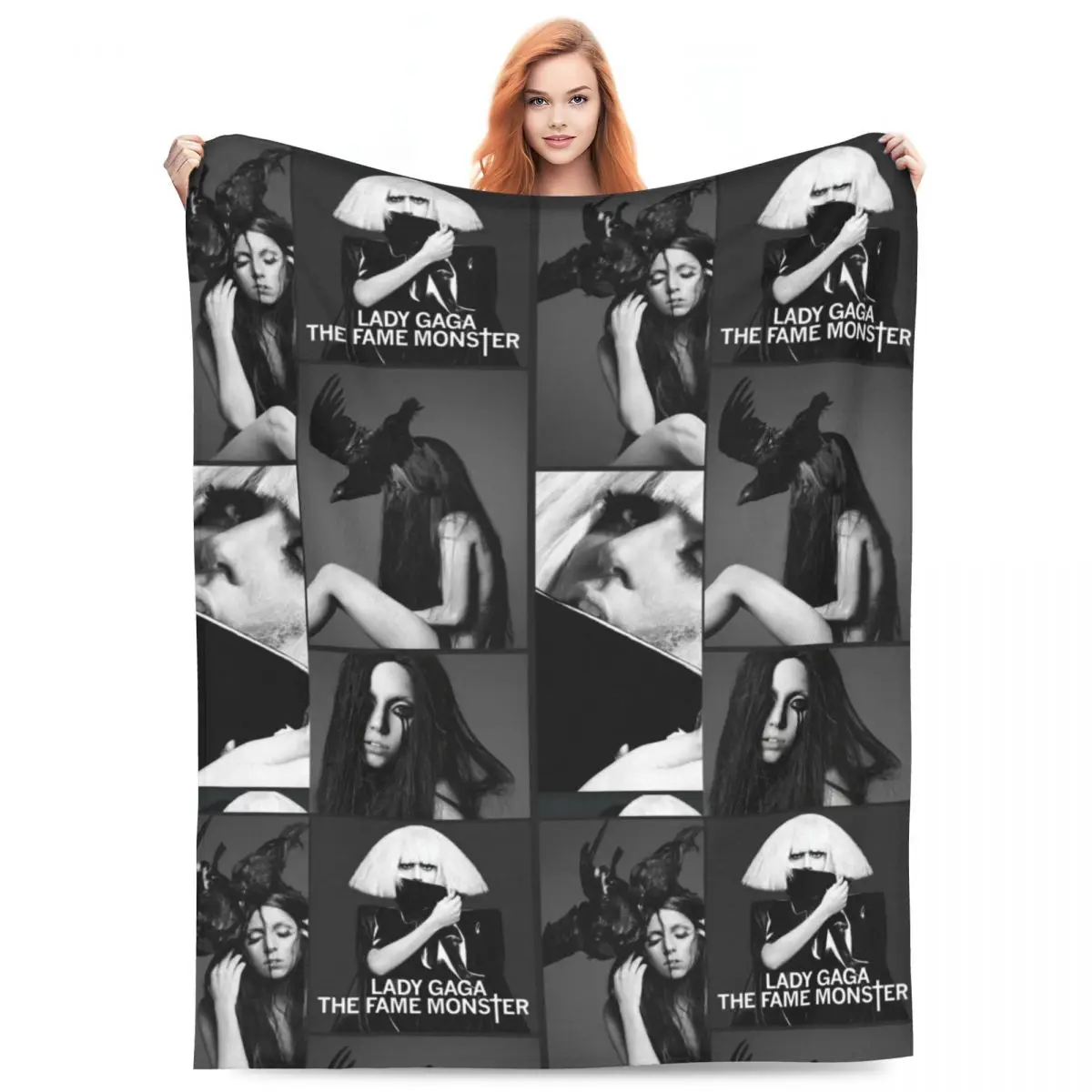 Custom Lady Star Gaga Mayhem Blanket Warm Fleece Soft Flannel Album Music Throw Blankets for Bedding Couch Travel Spring Autumn