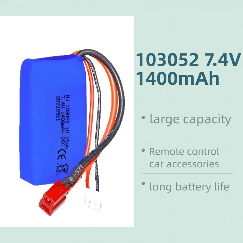 

1-4pcs T Plug 103052 7.4V 1400mAh 2S Lipo Battery 25C Battery for Wltoys A959-B A969-B A979-B K929-B RC Car Truck Spare Parts